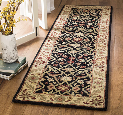 Safavieh Antiquity Collection AT14B Handmade Traditional Oriental Premium Wool Runner, 2'3" x 10' , Black