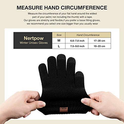 Winter Gloves For Men And Women, Warm Knit Touch Screen Texting Anti-Slip Thermal Gloves With Wool Lining (Black-M)