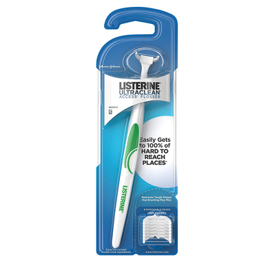 Listerine Ultraclean Access Disposable Snap-On Dental Flosser Refill Heads For Proper Oral Care & Hygiene, Durable Floss Helps Remove Plaque, Unflavored, 28 ct