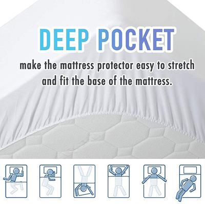 MATBEBY Bedding Quilted Fitted Queen Mattress Pad Cooling Breathable Fluffy Soft Mattress Pad Stretches up to 21 Inch Deep, Queen Size, White, Mattress Topper Mattress Protector