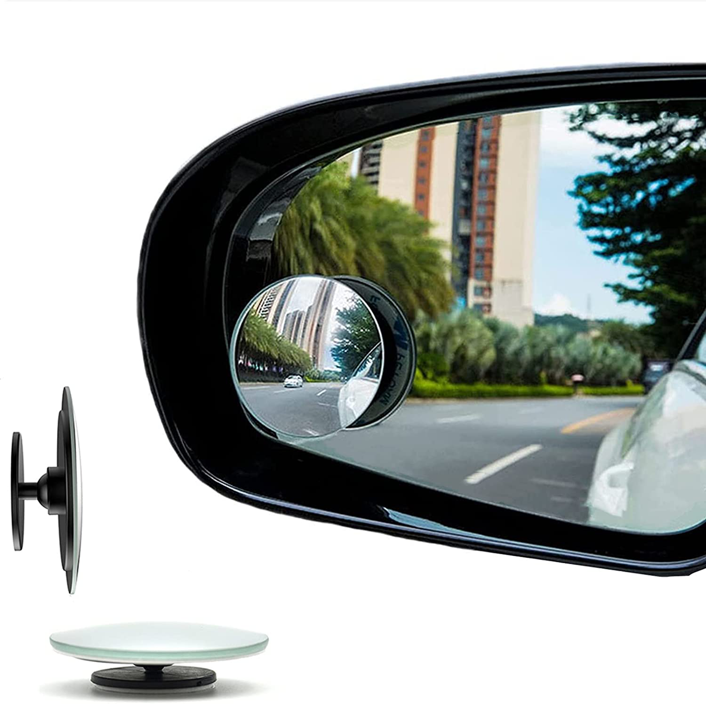 TINGQIAO Blind Spot Mirrors,HD Glass Convex Rear View Mirror, 360 ABS HD Ultra Low-Profile Glass Fit Stick-on Design Fit for All Universal Vehicles Car SUV Truck RVs Vans(Pack of 2) (Sector)