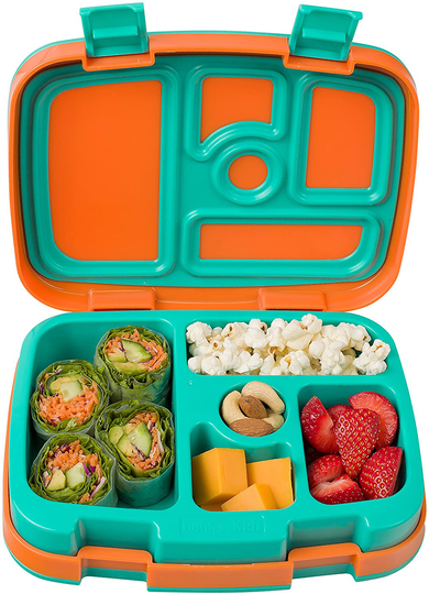 Bentgo Kids Brights – Leak-Proof, 5-Compartment Bento-Style Kids Lunch Box – Ideal Portion Sizes for Ages 3 to 7 – BPA-Free, Dishwasher Safe, Food-Safe Materials (Orange)