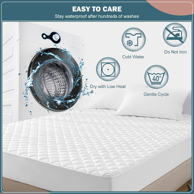 UNILIBRA 100% Waterproof Quilted Mattress Pad Twin Size, 6''-19'' Deep Pocket Fitted Mattress Protector Cover, Breathable, Hollow Cotton Alternative Filling Mattress Topper