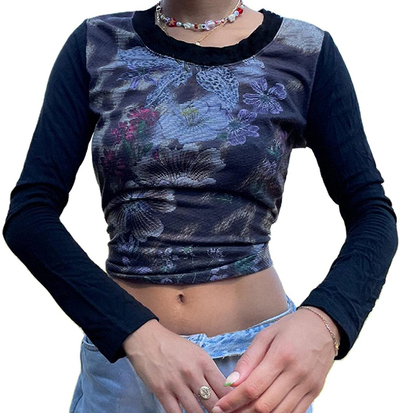 Women's Aesthetic Graphic Print Camisole Y2K Crop Top E-Girl Camis Vest Tee Shirt Top Girls Cute Tank Top Streetwear