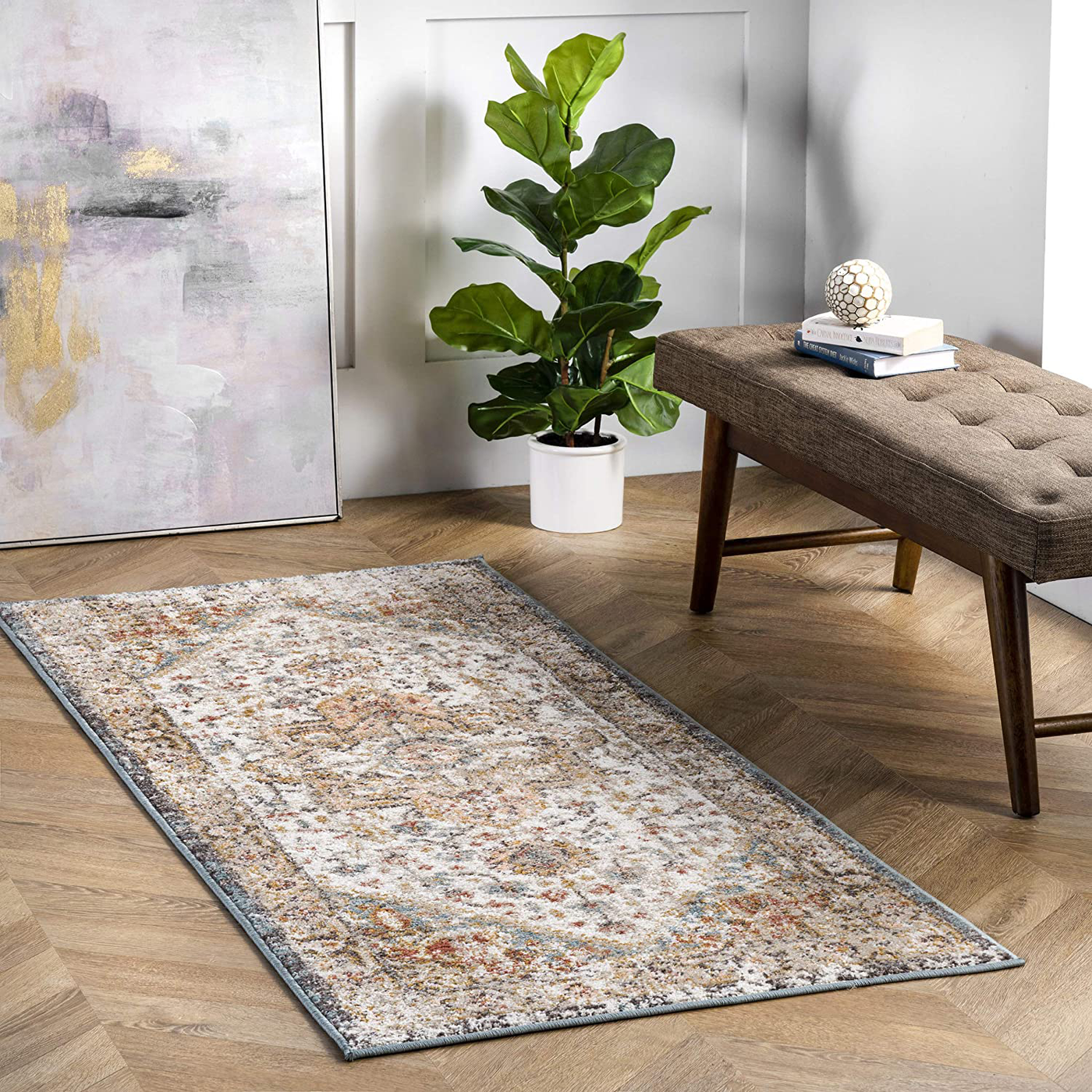 nuLOOM Shane Persian Vintage Runner Rug, 2' 6" x 8', Beige