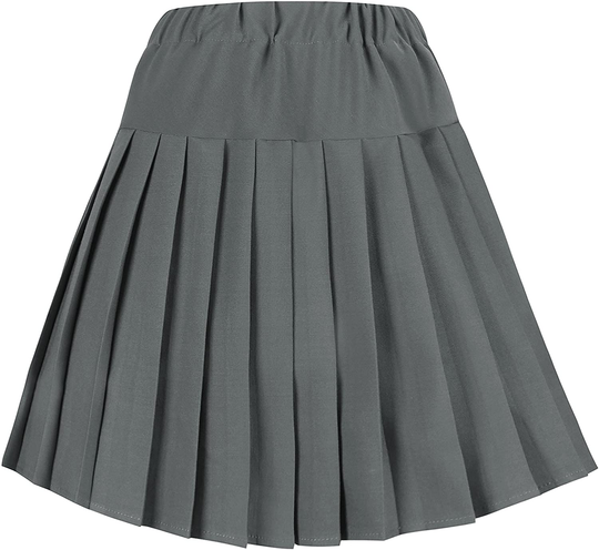 Women's Elastic Waist Plaid Pleated Skirt Tartan Skater School Uniform Mini Skirts