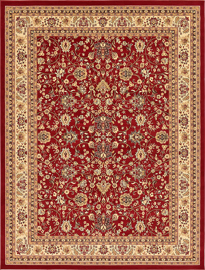 Unique Loom Kashan Traditional Floral Area Rug, 4 Feet, Burgundy/Ivory