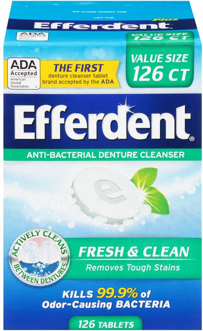 Efferdent Anti-Bacterial Denture Cleanser Tablets, Mint, 90 Count