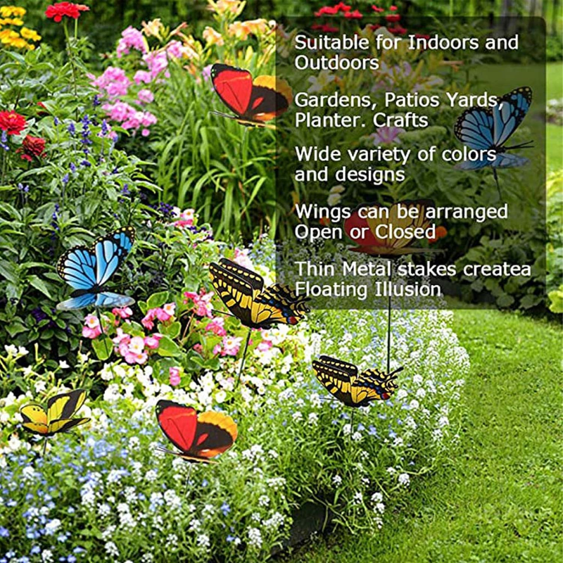 50 Pcs Butterfly Stakes, Waterproof Butterflies Garden Decor