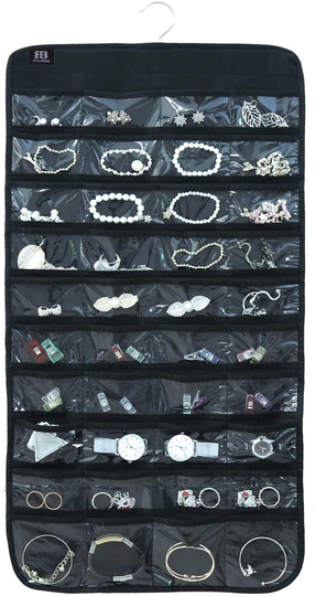 BB Brotrade Hanging Jewelry Organizer,Accessories Organizer,80 Pocket Organizer for Holding Jewelries (Black)