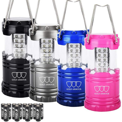 4 Pack LED Portable Camping Lanterns with Batteries - (Multicolor)