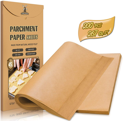 Hiware 200 Pieces Parchment Paper Baking Sheets 9x13 Inches, Precut Non-Stick Parchment Paper for Baking, Cooking, Grilling, Frying and Steaming - Unbleached, Fit for Quarter Sheet Pans