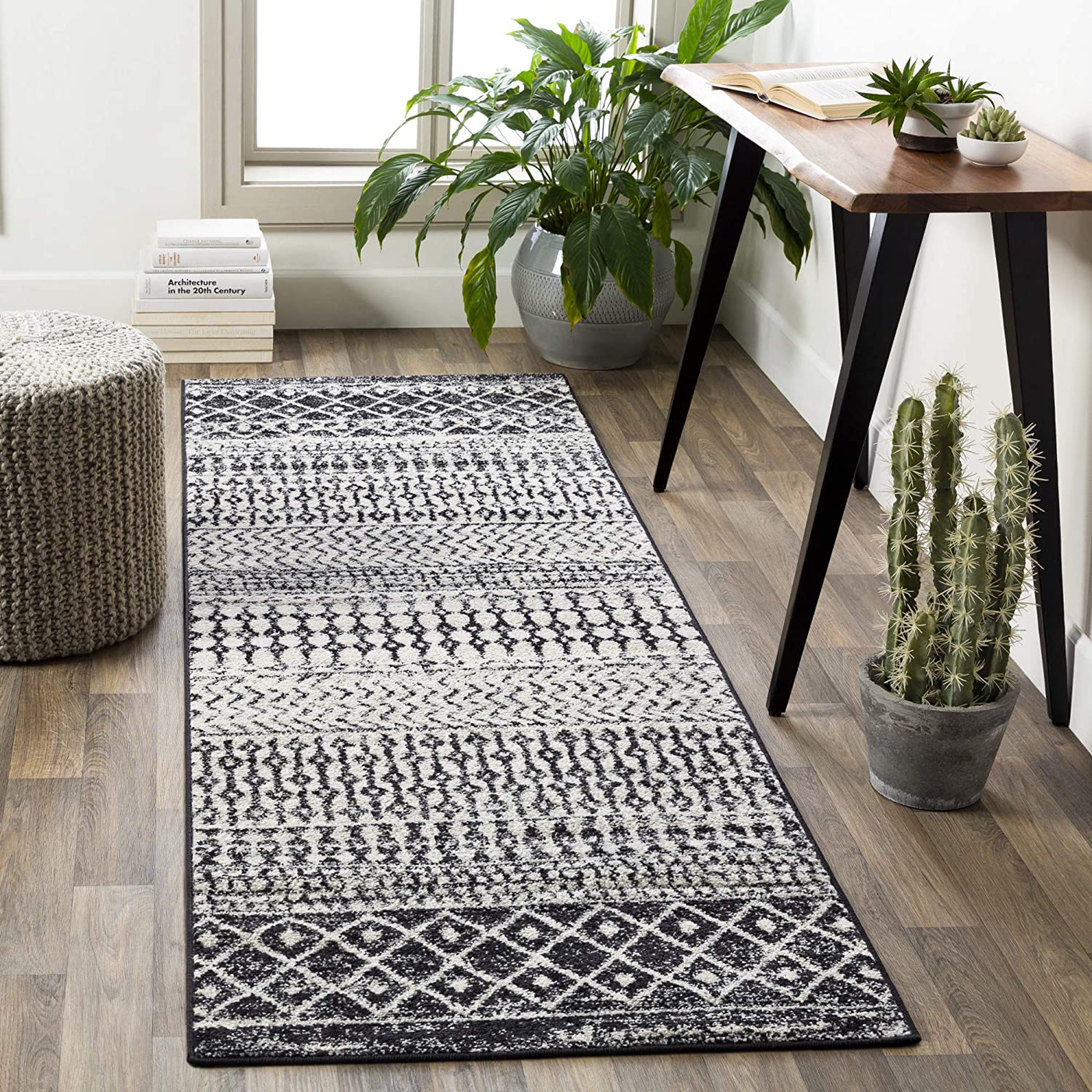 Artistic Weavers Chester Charcoal and Ivory Bohemian/Global 2 feet 7 inch x 7 feet 6 inch Area Rug, black