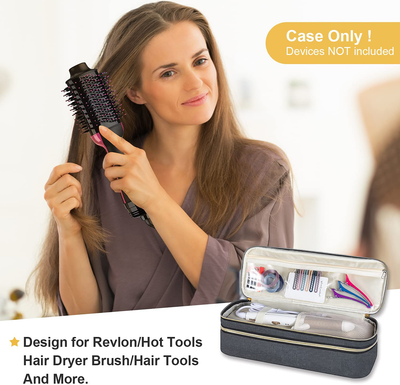 Travel Case for Revlon One Step Hair Dryer & Styler Volumizer, Blow Dryer Brush, Double-Layer Travel Storage Carrying Bag Compatible with Hot Tools Hot Air Brush & Styling Tools Accessories(Case Only)