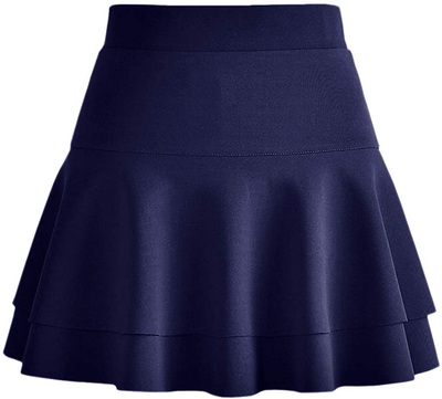 Afibi Casual Mini Stretch Waist Flared Plain Pleated Skater Skirt