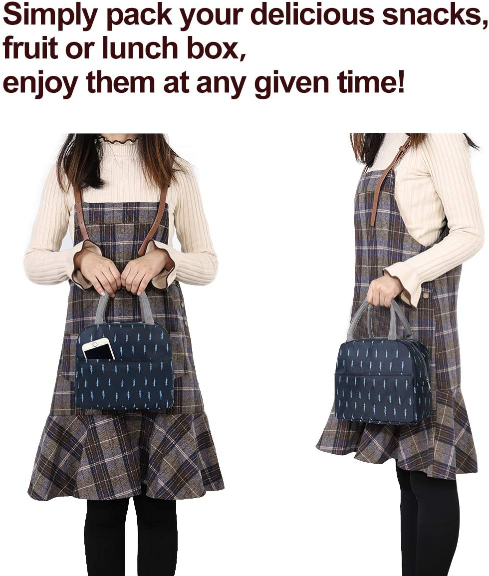 Buringer Reusable Insulated Lunch Bag Cooler Tote Box with Front Pocket Zipper Closure for Woman Man Work Picnic or Travel (Heart Leopard)