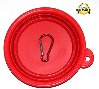 2 pcs Round Pet Bowl, Collapsible for Dog & cat red Bowl, Food Grade Silicon BPA Free, Portable Travel Bowl