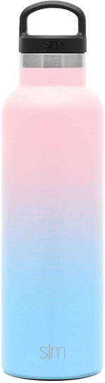 Simple Modern Insulated Water Bottle with Handle Lid Reusable Ascent Narrow Mouth Stainless Steel Thermos Flask, 20oz Handle Lid, Ombre: Sweet Taffy