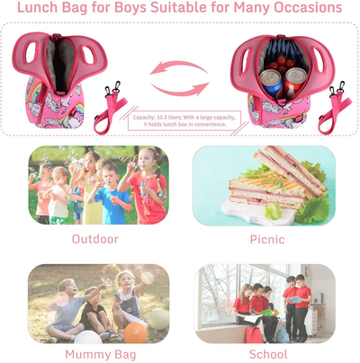 Lunch Bag Box for Kids Insulated Thermal Reusable Lunch Tote with Zipper Leakproof Durable Cooler Food Container Meal for Teen Boys Girls School Picnic Office Beach (Unicorn)…