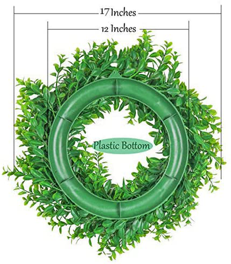 U'Artlines 17" Front Door Wreaths Artificial Spring Summer Greenery Hanging Garland for Home Wedding Wall Window Decoration (17'' Boxwood)