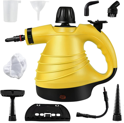 GOFLAME Handheld Steam Cleaner with 9-Piece Accessory Set, Multipurpose Steam Cleaning Machine Pressurized, Chemical-Free Steam Cleaner Portable for Sofa Carpet Curtain Floor Window Car Seat (Yellow)