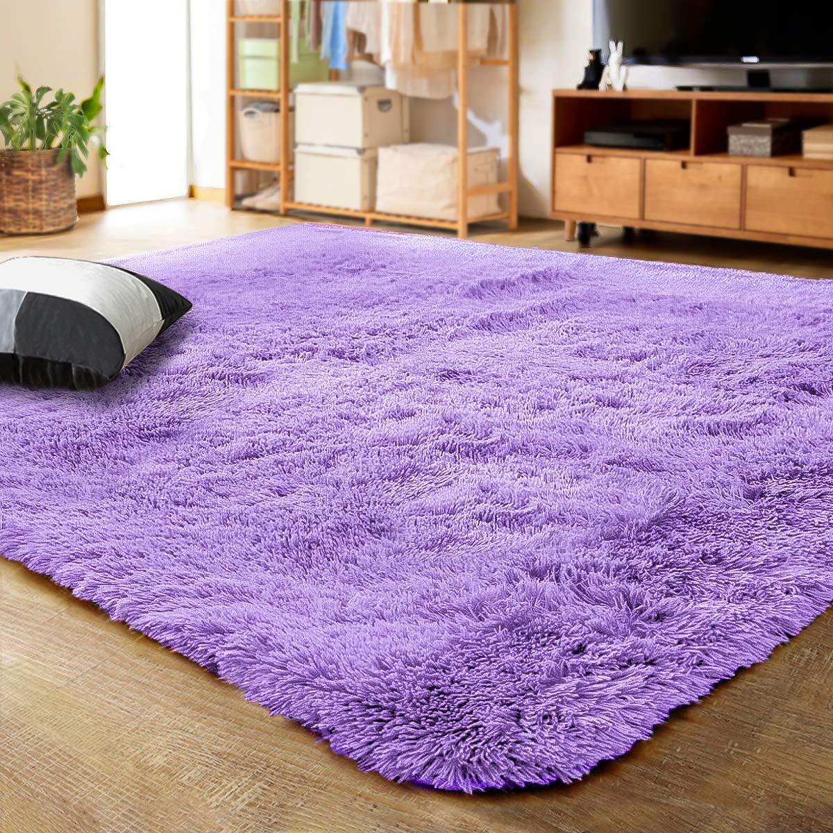 LOCHAS Ultra Soft Indoor Modern Area Rugs Fluffy Living Room Carpets for Children Bedroom Home Decor Nursery Rug 2x3 Feet, Purple