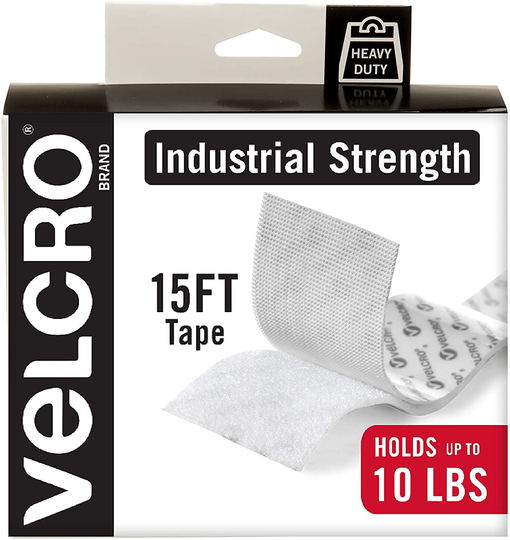 VELCRO Brand Industrial Strength Fasteners | Stick-On Adhesive | Professional Grade Heavy Duty Strength Holds up to 10 lbs on Smooth Surfaces | Indoor Outdoor Use | 15ft x 2in Tape, White