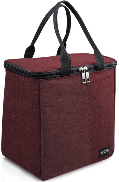 VAGREEZ Lunch Bag, Insulated Lunch Bag Large Waterproof Lunch Tote Bag for Men & Women (Wine-Red)