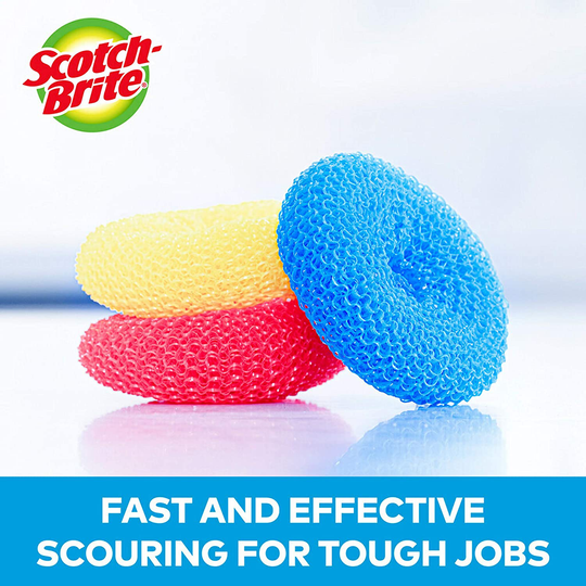 Scotch-Brite Non-Scratch Plastic Scrubbing Pads, 3 Scrubbing Pads, Cleans Dishes Without Scratching