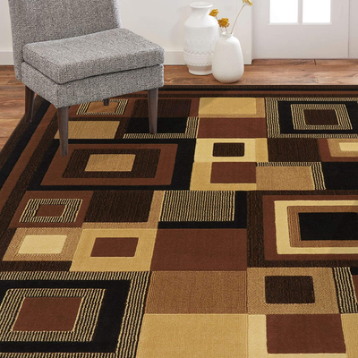 Home Dynamix Catalina Virginia Abstract Area Rug, Geometric Black/Brown 5'3"x7'2"