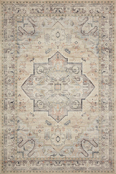 Loloi II Hathaway HTH-05 Printed Steel Ivory Vintage Distressed Oriental Area Rug 2'-0" x 5'-0"
