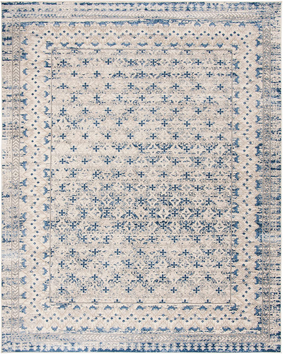 Safavieh Brentwood Collection BNT899G Traditional Oriental Distressed Non-Shedding Stain Resistant Living Room Bedroom Runner, 2' x 22' , Light Grey / Blue