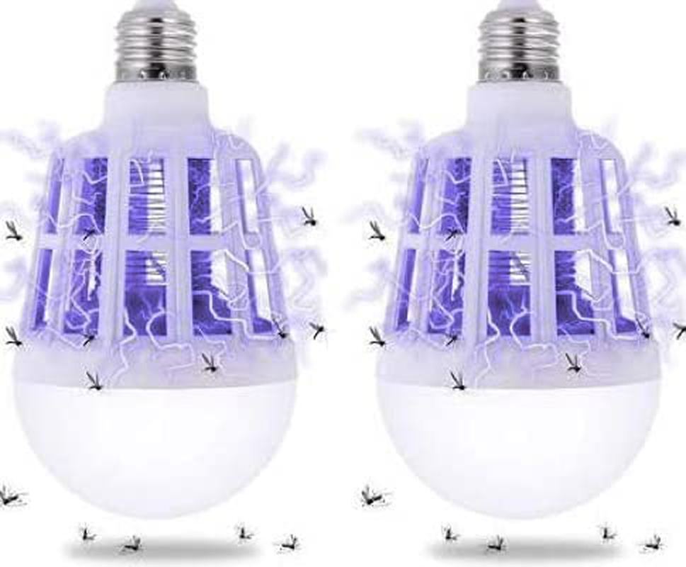 2 Pack Bug Zapper Light Bulbs, 2 in 1 Mosquito Killer Bulb, UV LED Mosquito Fly Killer Light for Home Patio and Indoor