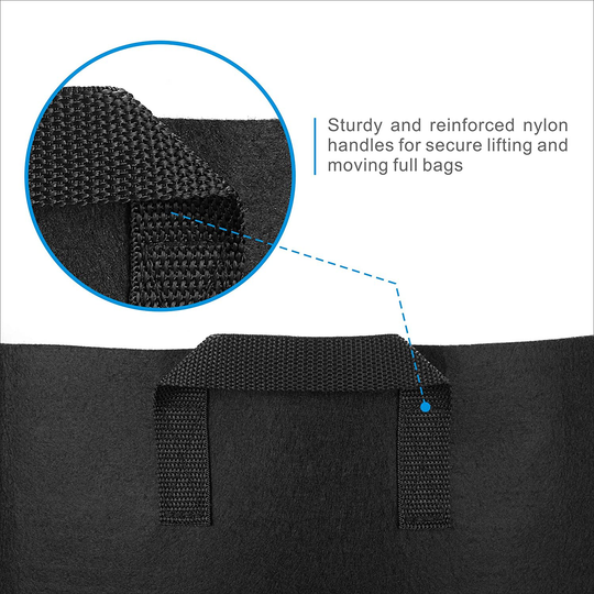 5 Pack Grow Bags Heavy Duty Thickened Non-Woven Aeration Fabric Pots with Strap Handles