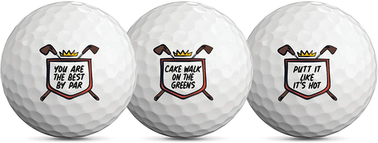 Happy Birthday Novelty Golf Ball 3 Pack - Golf Gifts for Men & Women - Party Decorations - Boss & Coworkers - Mom & Dad - Universal for All Birthdays - 40th - 50th - 60th - 70th - Includes HQ Sleeve