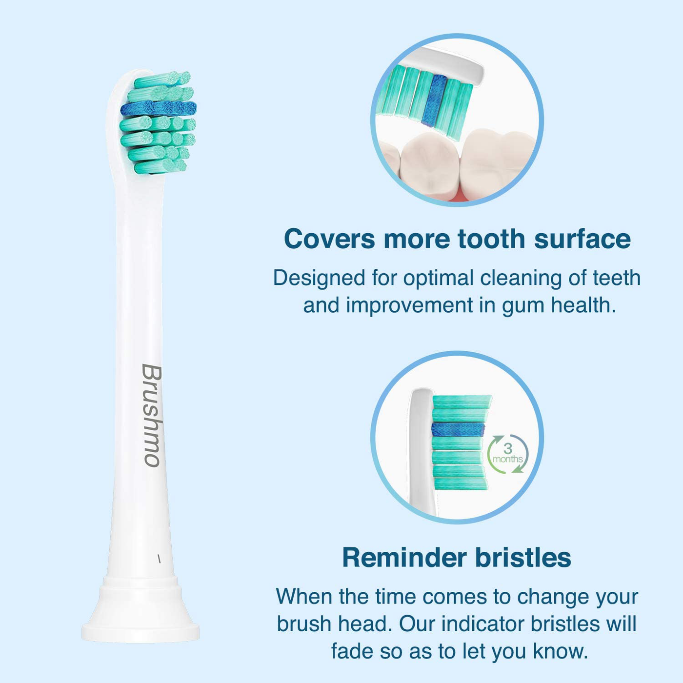 Brushmo Compact Replacement Toothbrush Heads Compatible for HX6023 to Use with Philips Sonicare Electric Toothbrush, 8 Pack