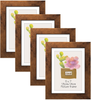 SPEPLA 5x7 picture frame set of 4, Display Photo 5 x 7 with mat or 6x8 without mat, Wooden Rustic Picture Frame for Wall or Tabletop, Brown