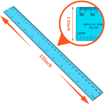 Plastic Straight Rulers, Ruler 12 Inch, Rulers for Kids, Office Supplies Rulers, Plastic Measuring Tool for Student School & Home (Colorful, 5 Packs)