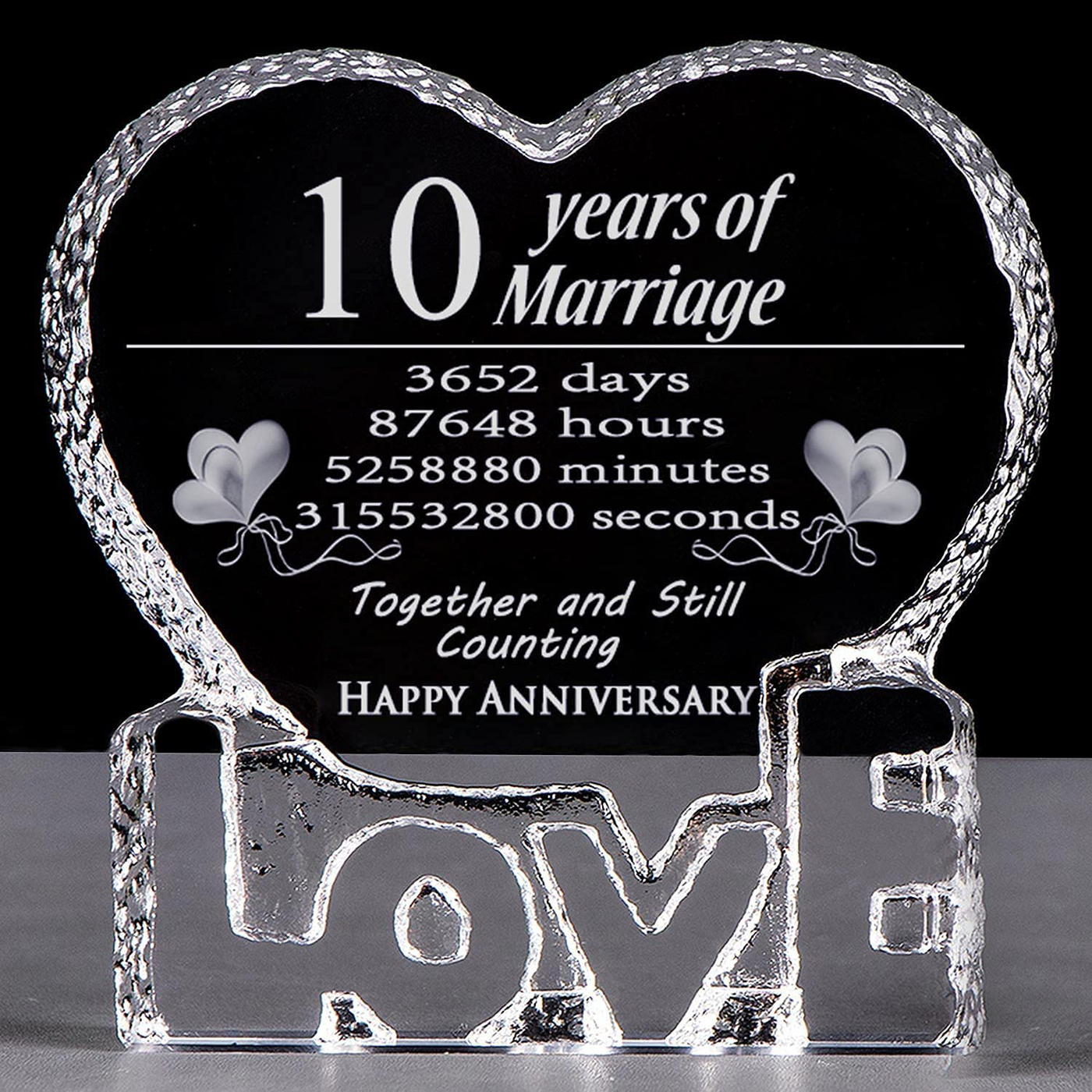 YWHL 20 Year 20th Wedding Anniversary Crystal Sculpture Keepsake Gifts for Her Wife Girlfriend Him Husband (20 Year)