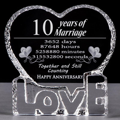 YWHL 20 Year 20th Wedding Anniversary Crystal Sculpture Keepsake Gifts for Her Wife Girlfriend Him Husband (20 Year)