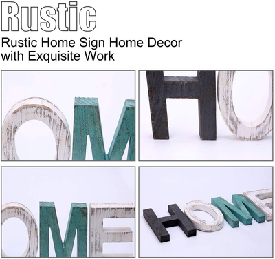 Home Signs Home Decor Sign, Teal Wall Decor Home Wooden Letters for Wall Decor Rustic Home Sign Turquoise