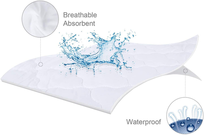 SPRINGSPIRIT King Size Waterproof Mattress Pad, Waterproof Mattress Pad Cover with Elastic Extra Long Skirt up to 18"- Ultra Soft Breathable Mattress Protector