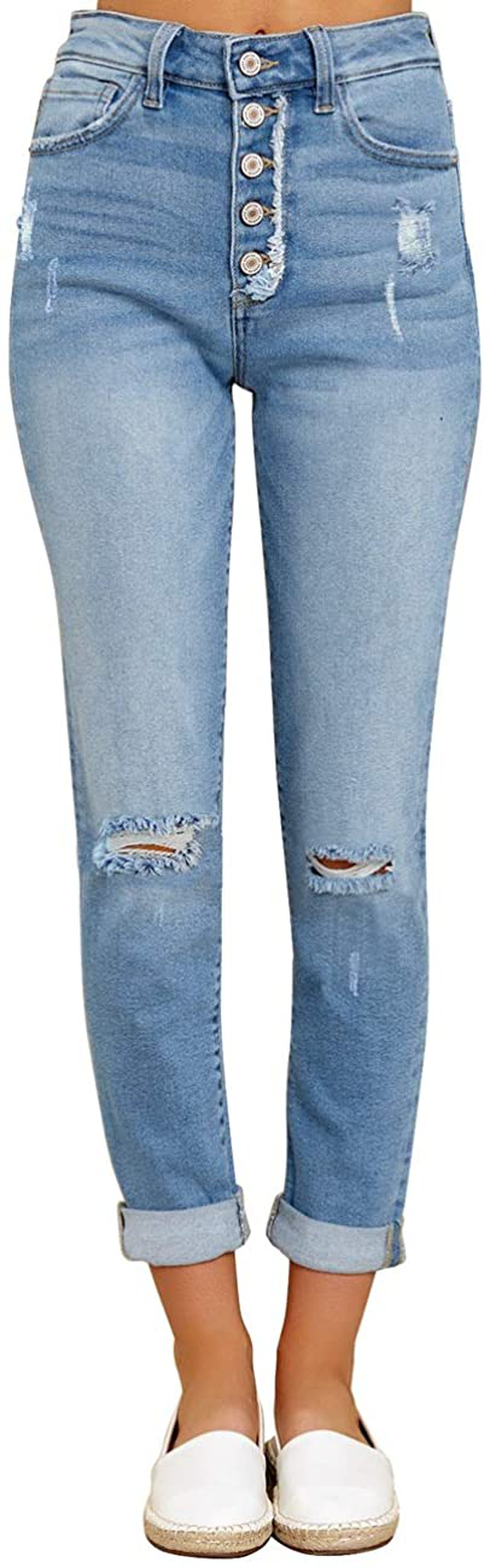 Vetinee Women's High Rise Skinny Jeans Ripped Slim Fit Stretch Denim Pants