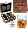 Anniversary Gi fts for Him Christmas | Boyfriend | Fiance | Men | Husband - Whiskey Glass Set Engraved 'To My Handsome Man” Gi fts for Birthday | Christmas | Wedding Anniversary