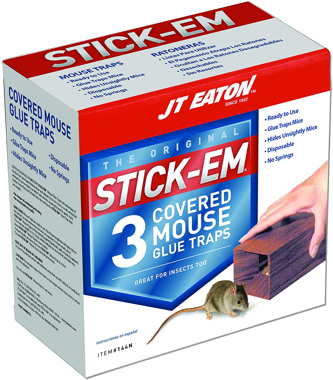 StickEm 144N Covered Mouse Glue Trap, Brown/A