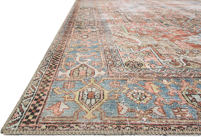 Loloi II Loren Collection Vintage Printed Persian Area Rug 2'-3" x 3'-9" Blue/Brick