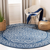 Safavieh Tulum Collection TUL264N Moroccan Boho Distressed Non-Shedding Stain Resistant Living Room Bedroom Area Rug, 6'7" x 6'7" Round, Navy / Ivory