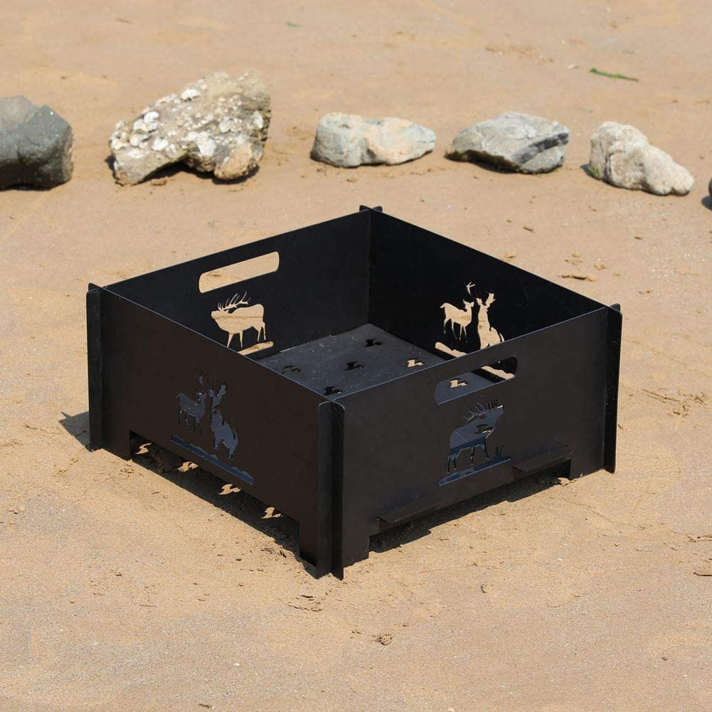 Portable Plug Fire Pit, Heavy Duty Outdoor Living FirePit for Wilderness Camping 15.8"