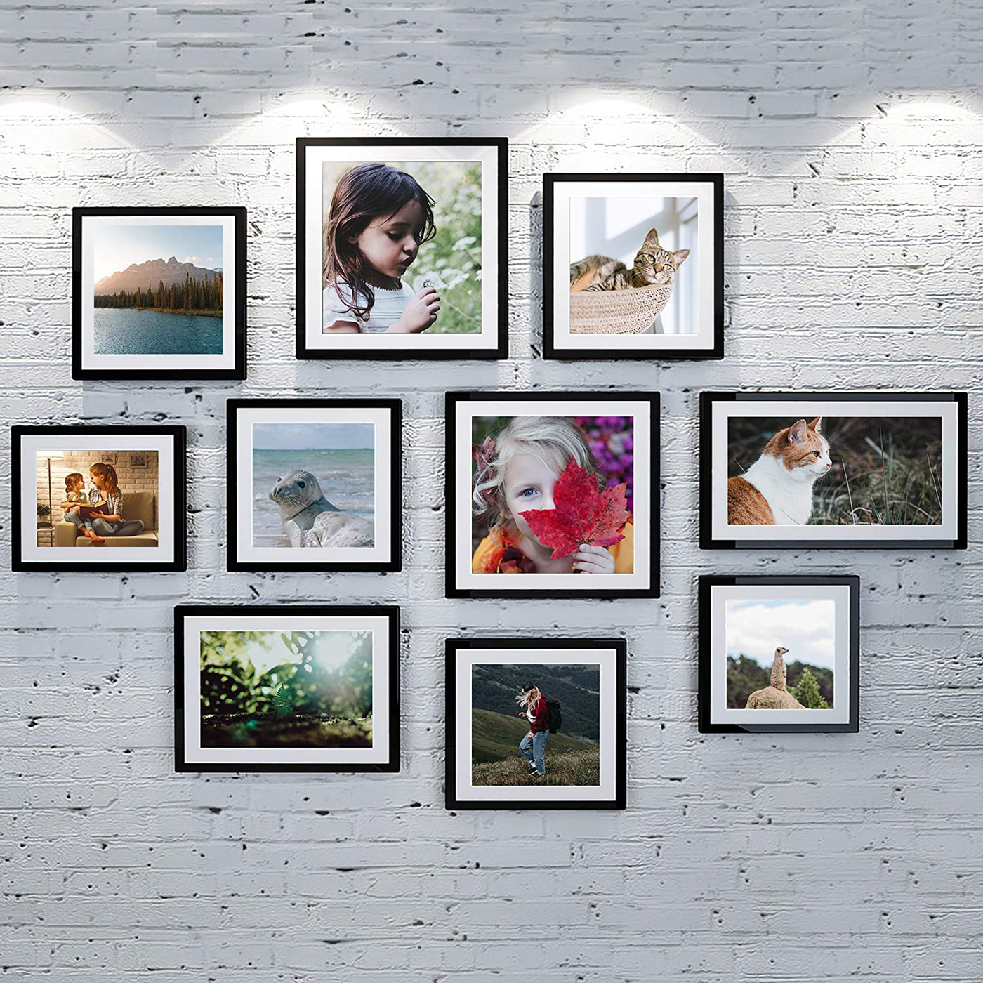 upsimples 8x10 Picture Frame Set of 10,Display Pictures 5x7 with Mat or 8x10 Without Mat,Multi Photo Frames Collage for Wall or Tabletop Display,Ash Gray