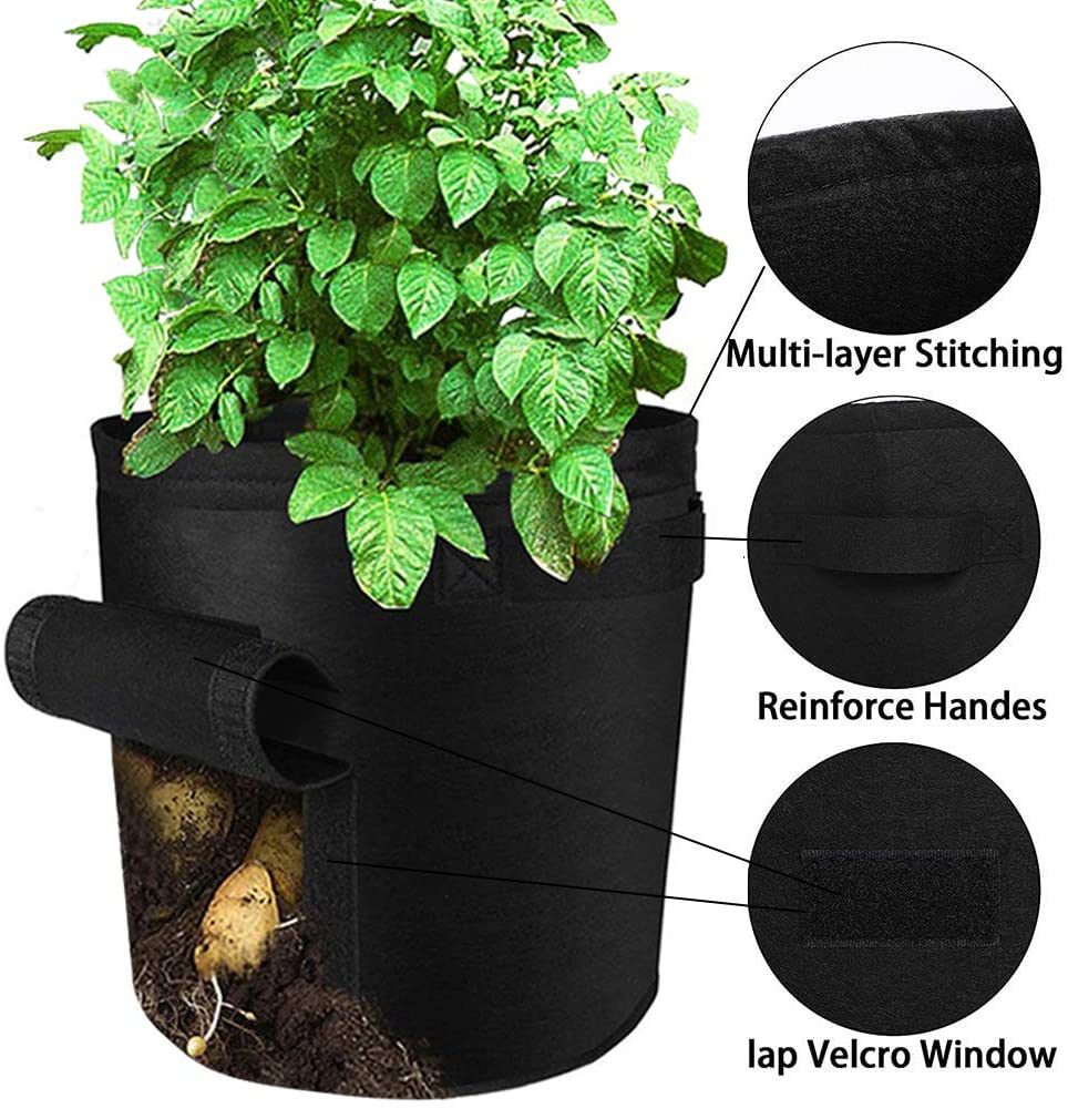 2 Pack Potato Grow Bags Garden Vegetable Planter Pot with Flap & Handles